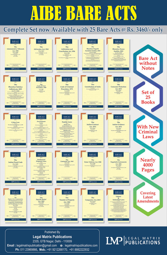 All India Bar Examination (AIBE) Bare Acts Combo Without Notes (Set of 25 Books)